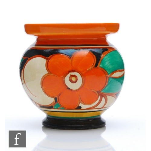 390 - Clarice Cliff - Floreat - A preserve dish circa 1930, the pedestal vase with ovoid body hand painted... 