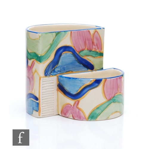 394 - Clarice Cliff - Blue Chintz - A shape 463 cigarette and match holder circa 1932, hand painted with s... 