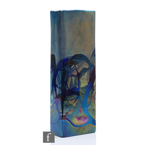 1193 - Isle of Wight - A contemporary studio glass vase in the Nightscape pattern, of rectangular sleeve fo... 