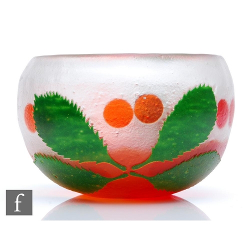 1010 - Paul Hoff - Kosta - A large cameo glass bowl circa 1970, the swollen ovoid bowl cased in green over ... 