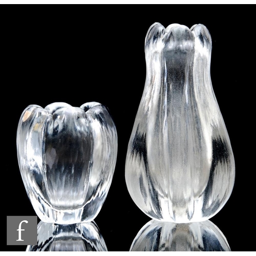 1021 - Vicke Lindstrand - Orrefors - A 20th Century Stella Polaris vase lobed tapered form in clear crystal... 