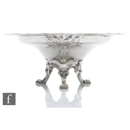 11 - In the manner of WMF - An early 20th Century Secessionist silver plated bowl, the bowl with roses, b... 