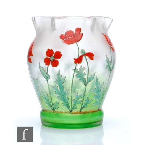 25 - Fritz Heckert - A late 19th to early 20th Century continental posy glass vase, of shouldered ovoid f... 