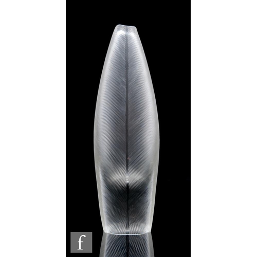 729 - Tapio Wirkkala - Iittala - A 20th Century Sulka or Feather glass vase of ovoid form, one side comb c... 