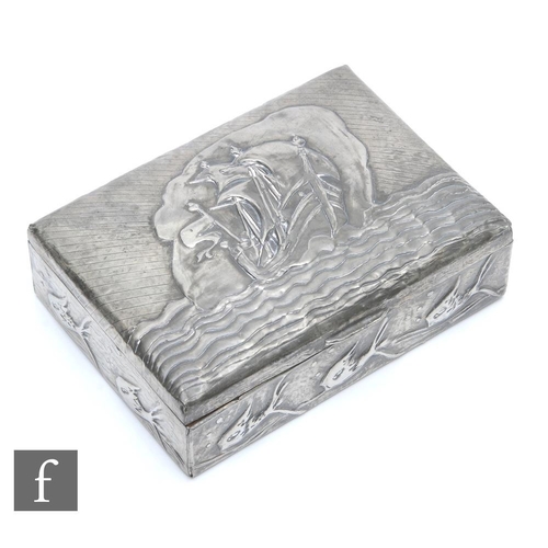 96 - State Express Cigarettes - A 1920s cigarette box with a pewter outer in the Arts and Crafts style wi... 