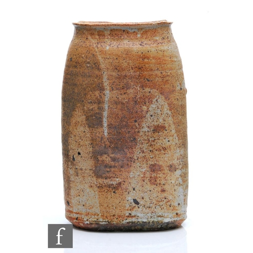 1199 - Chuck Schwartz - A later 20th Century studio pottery 'Anagama Pot' vase of compressed form decorated... 