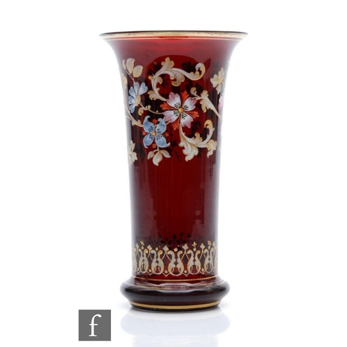 39 - Josephinehutte - An early 20th Century Bohemian glass vase, circa 1900, of flared cylinder form, wit... 