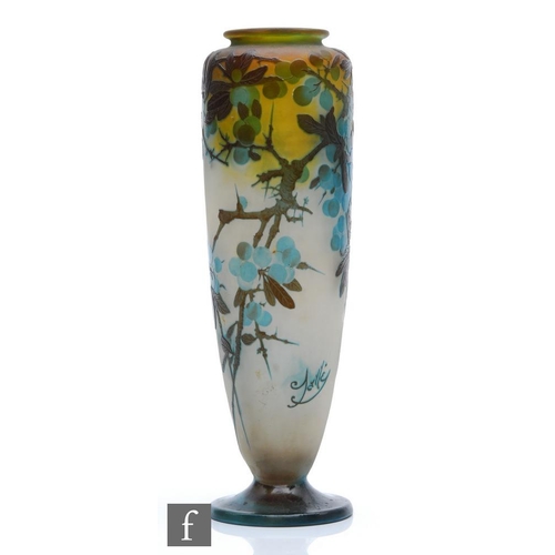 57 - Galle - A large early 20th Century cameo glass vase, the slightly swollen form with a flared foot ca... 