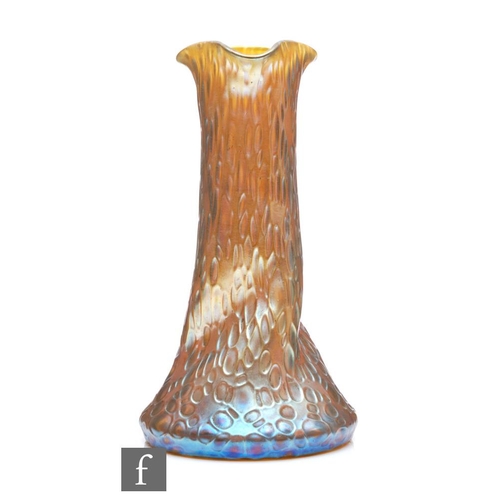 8 - Loetz - An early 20th Century Art Nouveau Diaspora range vase of conical form with a slightly wrythe... 