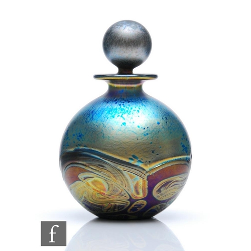 1254 - Isle of Wight - A contemporary studio glass scent bottle in the Nightscape pattern, of spherical for... 