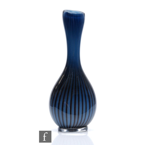 788 - Vicke Lindstrand - Kosta - A post war Colora glass vase, of compressed drawn ovoid form raised on a ... 