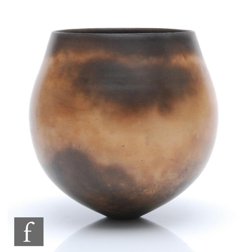 1217 - Hannah Murphy - A contemporary hand thrown studio pottery vase decorated with a burnished raku glaze... 