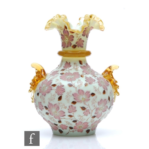 45 - Loetz - A later 19th Century glass vase, circa 1880, of squat ovoid form with collar neck and frille... 