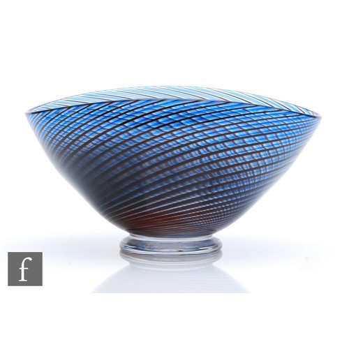 786 - Vicke Lindstrand - Kosta - A post war colora glass bowl, of compressed ovoid form, decorated with in... 