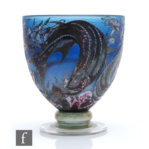 1238 - Jonathan Harris - A contemporary Silver Cameo glass trial vase, of footed ovoid form, the high sided... 