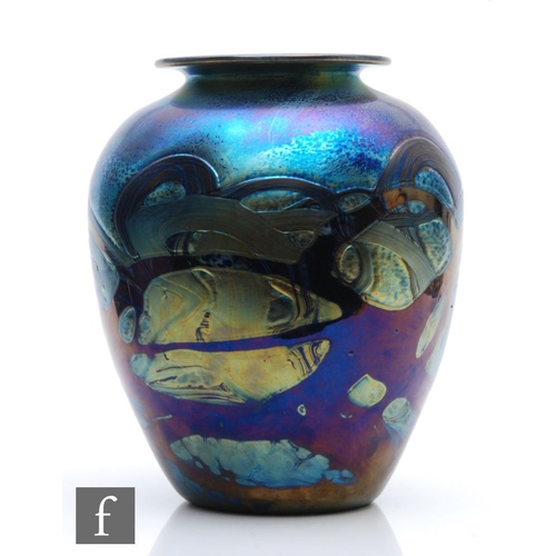 1192 - Isle of Wight - A contemporary studio glass vase in the Nightscape pattern, of shouldered ovoid form... 