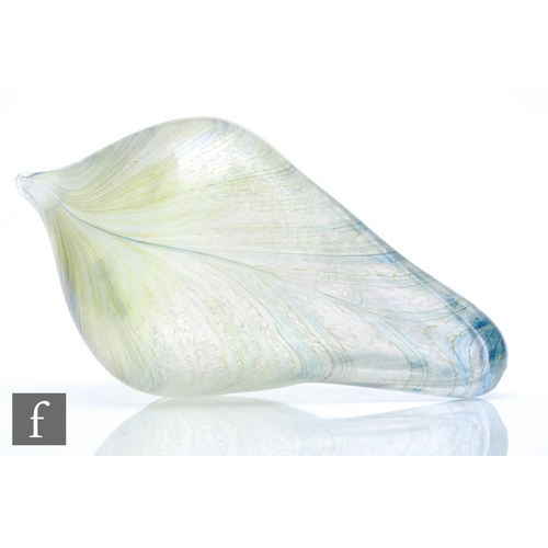 1247 - Peter Layton - A later 20th Century studio glass vessel of abstract tear drop form with a pulled fea... 