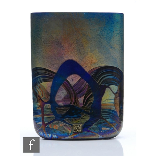 1256 - Isle of Wight - A contemporary studio glass vase in the Nightscape pattern, of compressed form, deco... 