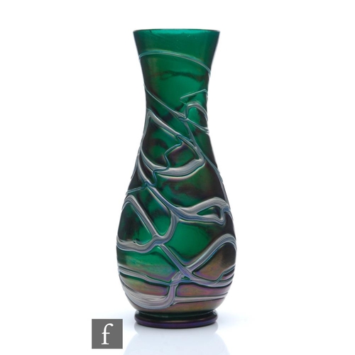 60 - Kralik - An early 20th Century glass vase of footed swollen ovoid form with flared collar neck, deco... 