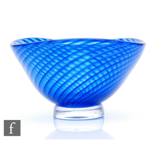 794 - Vicke Lindstrand - Kosta - A post war colora glass bowl, of  triform shape, decorated with internal ... 