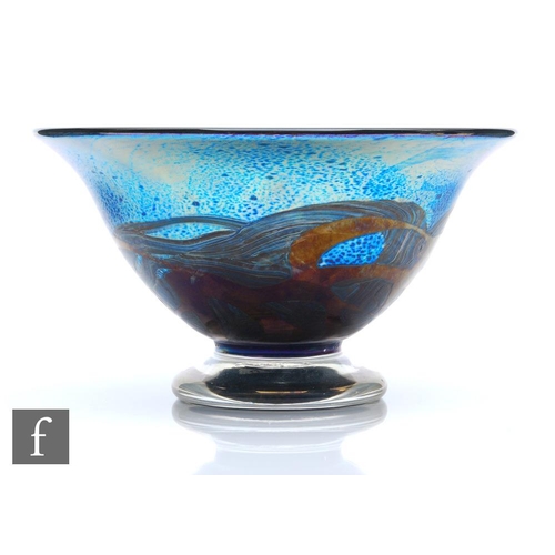 1194 - Isle of Wight - A contemporary studio glass bowl in the Nightscape pattern, of footed circular form,... 