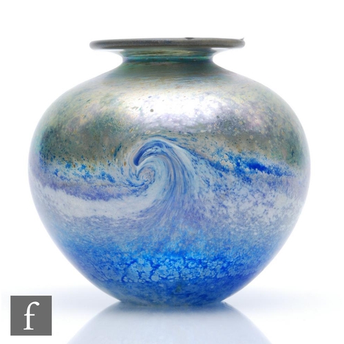 1243 - Norman Stuart Clarke - A later 20th Century studio glass vase in the Seascape pattern, of shouldered... 