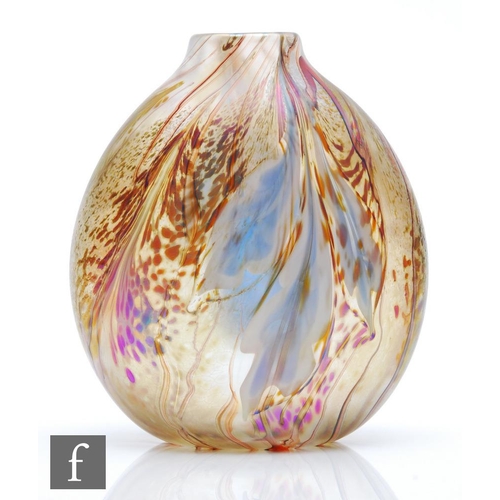 1283 - Richard P. Golding - Okra - A contemporary studio glass vase in the Arum pattern, of compressed ovoi... 