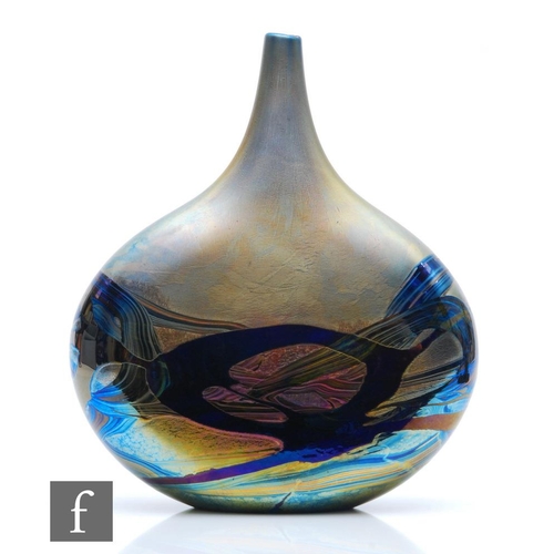 1306 - Michael Harris - Isle of Wight - A contemporary studio glass lollipop vase in the Nightscape pattern... 