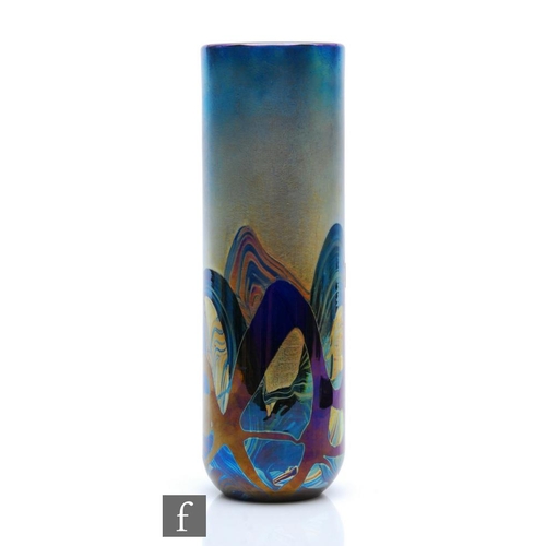 1307 - Michael Harris - Isle of Wight - A contemporary studio glass vase in the Nightscape pattern, of slee... 