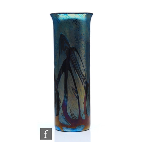 1309 - Michael Harris - Isle of Wight - A contemporary studio glass vase in the Nightscape pattern, of cyli... 