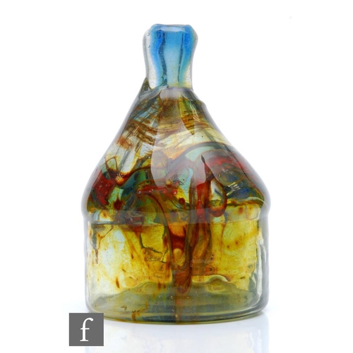 844 - Samuel J Herman - A studio glass vase of shouldered bottle form with a narrow collar neck, cased in ... 