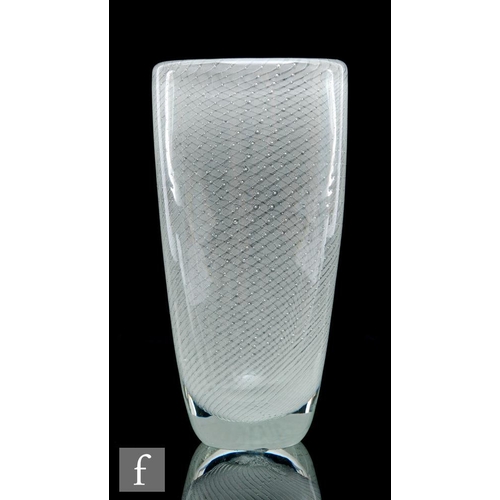 791 - Kaj Franck - Nuutajarvi - A mid 20th Century Harso (gauze) vase of flared cylindrical form with an i... 