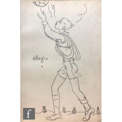 605 - Albert Wainwright (1898-1943) - Allegro, a study depicting a male youth playing ball, to the reverse... 