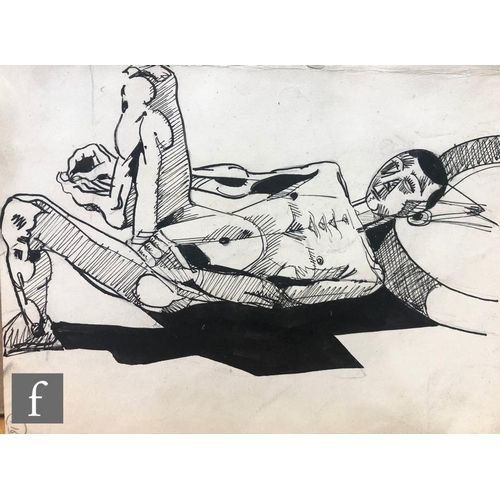 608 - Albert Wainwright (1898-1943) - A study depicting a sketch of a reclining male nude, to the reverse ... 