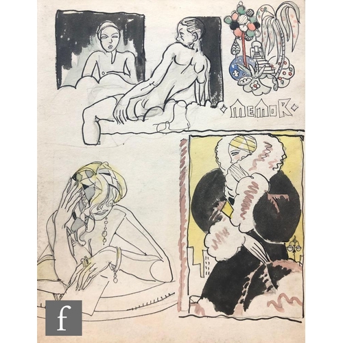 611 - Albert Wainwright (1898-1943) - A sketch depicting various studies including a female figure in fash... 