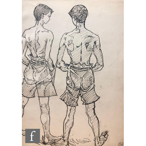 612 - Albert Wainwright (1898-1943) - A study depicting sketches of male figures in various poses, some pi... 