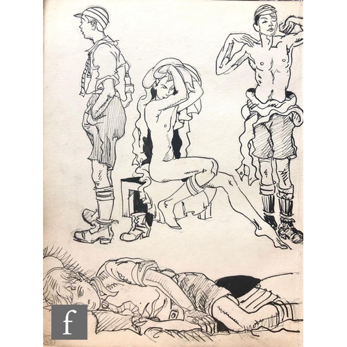 615 - Albert Wainwright (1898-1943) - A sketch depicting various male forms, to include a reclining figure... 