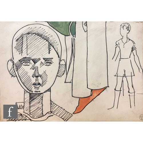 616 - Albert Wainwright (1898-1943) - A sketch depicting a portrait of a youth with other partially finish... 