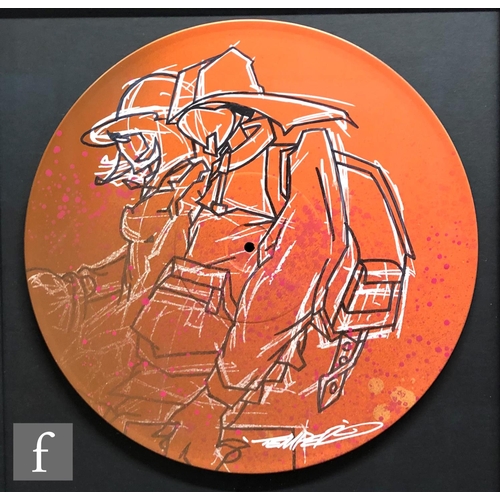 1201 - Aaron Bird aka Temper - 'Untitled X', spray paint and inks on a vinyl record, signed, with Castle Fi... 