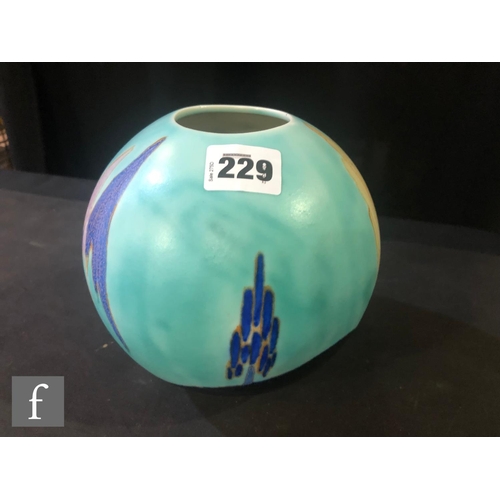 229 - Clarice Cliff - Inspiration Caprice - A shape 370 globe vase circa 1930, hand painted with a stylise... 