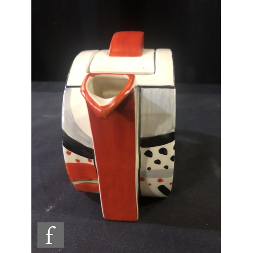 323 - Clarice Cliff - Carpet (Red) - A Stamford teapot circa 1930, hand painted with an abstract spot and ... 