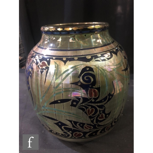 77 - Gordon Forsyth – Pilkingtons - A large early 20th Century Arts and Crafts vase of swollen ovoid form... 