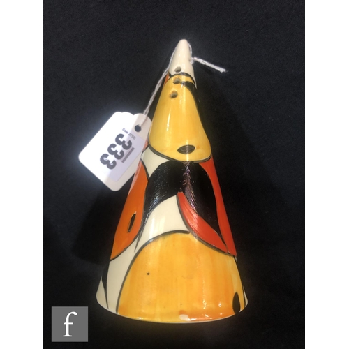 333 - Clarice Cliff - Oranges & Lemons - A Conical shaped sugar sifter circa 1930, hand painted with f... 