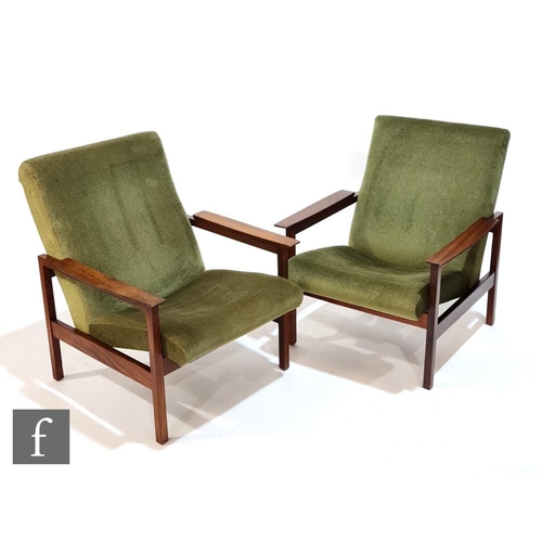 1002 - George Fejer and Eric Phampilon - Guy Rogers - A pair of Kyoto armchairs, the teak frames with expos... 