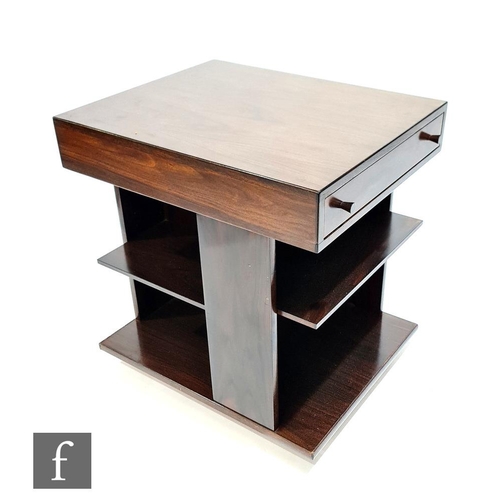 1439 - Unknown - A contemporary compartmental bookcase table in the Art Deco style, fitted with a single fr... 