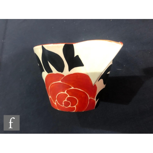 369 - Clarice Cliff - Red Roses - A conical tea service circa 1935, comprising large teapot, covered twin ... 