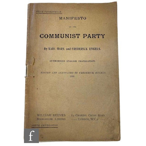 469 - Marx, Karl and Engels, Friedrich - 'Manifesto of the Communist Party', published by William Reeves, ... 