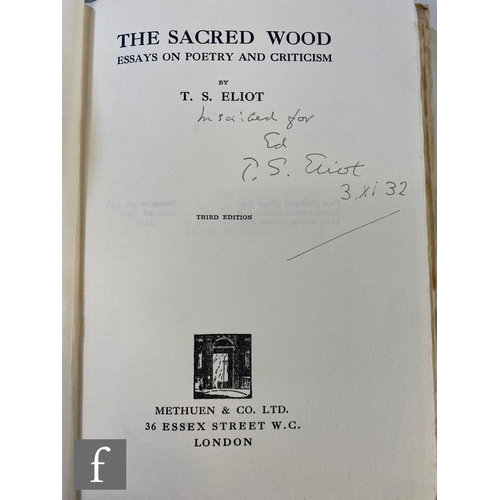 481 - Eliot, T.S. - 'The Sacred Wood - Essays on Poetry and Criticism', published by Methuen & Co., Lo... 