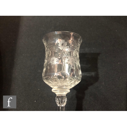 230 - An early 20th Century Webbs rock crystal style drinking glass, circa 1910, the ovoid bowl decorated ... 