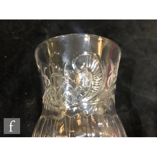 265 - A set of six Stevens and Williams clear crystal water glasses circa 1910, the flared upper body abov... 